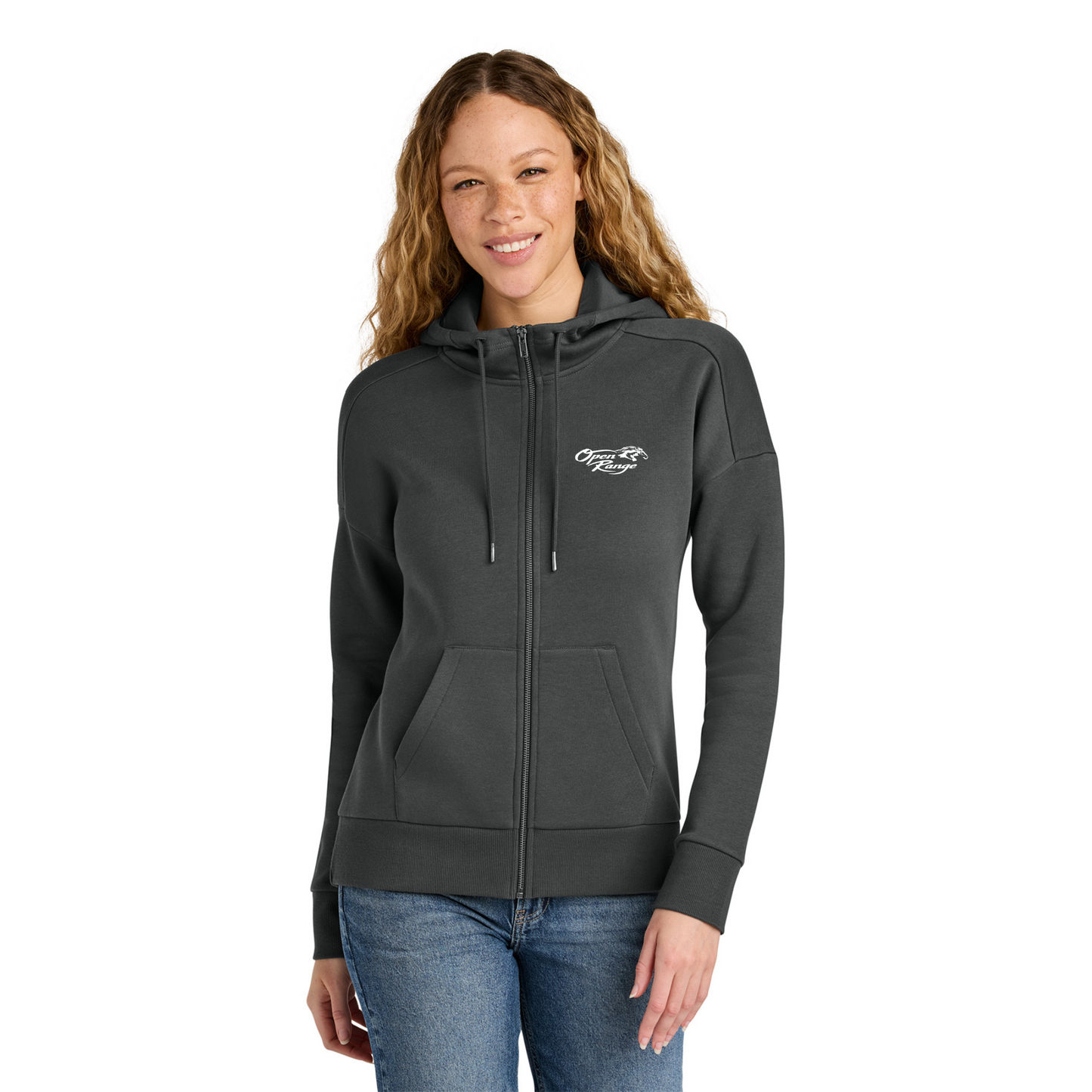 District® Women’s Perfect Weight® Fleece Drop Shoulder Full-Zip Hoodie - DT1104